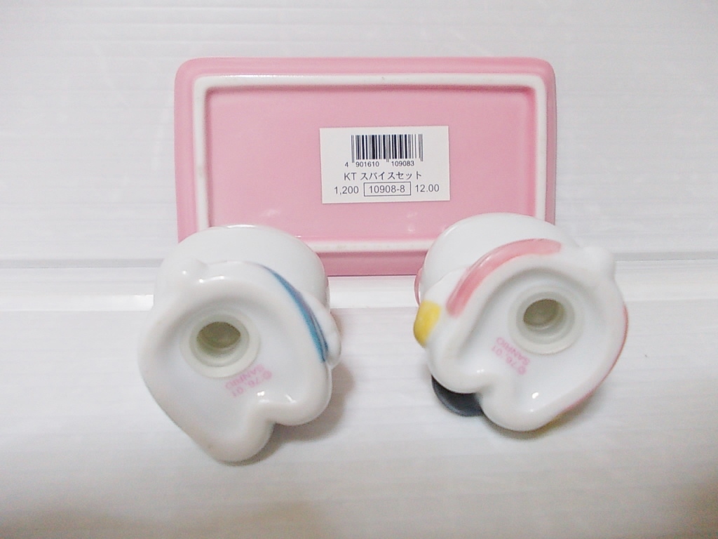 サンリオ 2001☆ハローキティ&ミミィ☆陶器製☆スパイスセット トレー