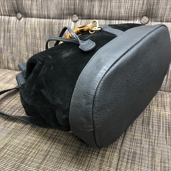 □税込□GUCCI/オールドグッチ バンブー スエード 巾着リュック