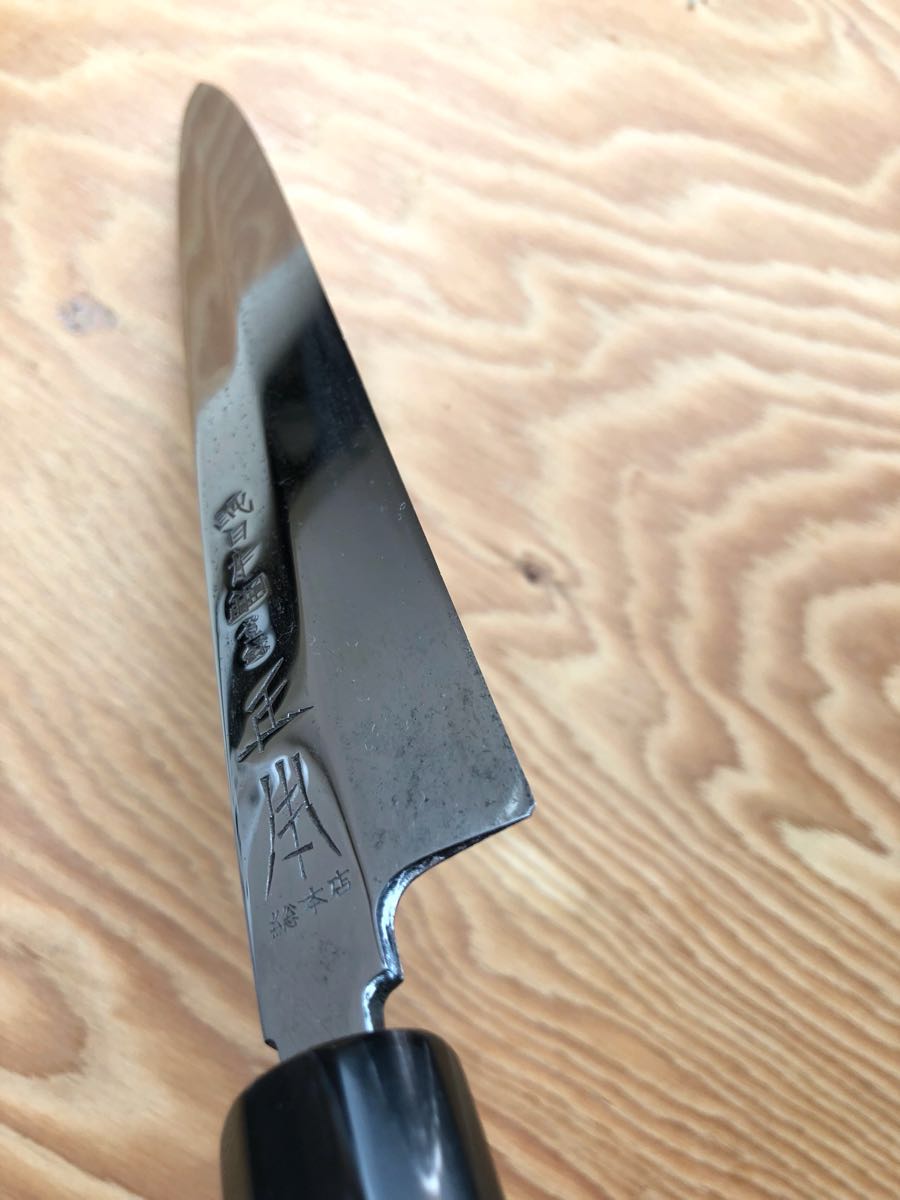 本焼 正本総本店 純日本鋼 柳包丁 尺 大理石二巻水牛両輪八角柄 鏡面