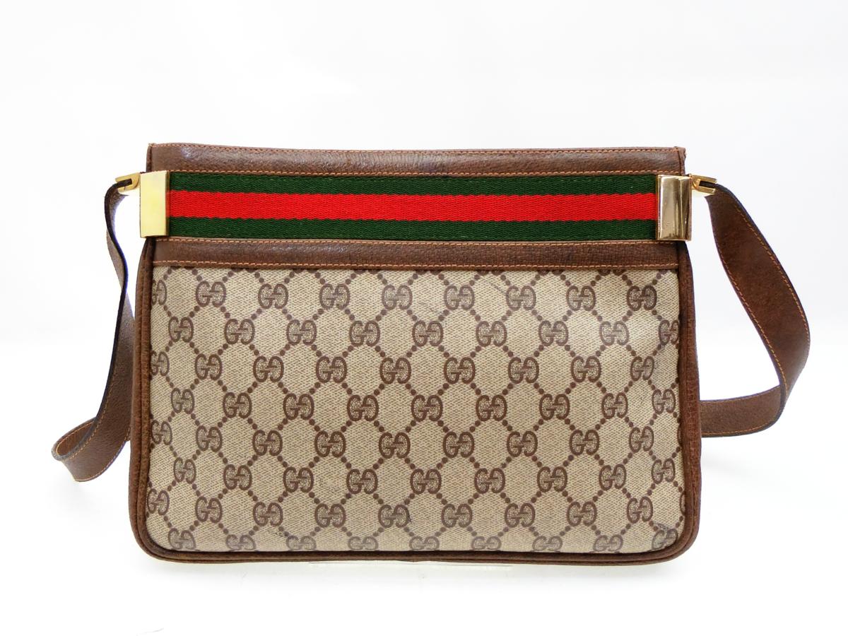 極美品✨ GUCCI グッチ ショルダーバッグ GG柄 シェリーライン 斜め掛け ◇S4604 GUCCI グッチ GG 柄 シェリーライン PVC × レザー