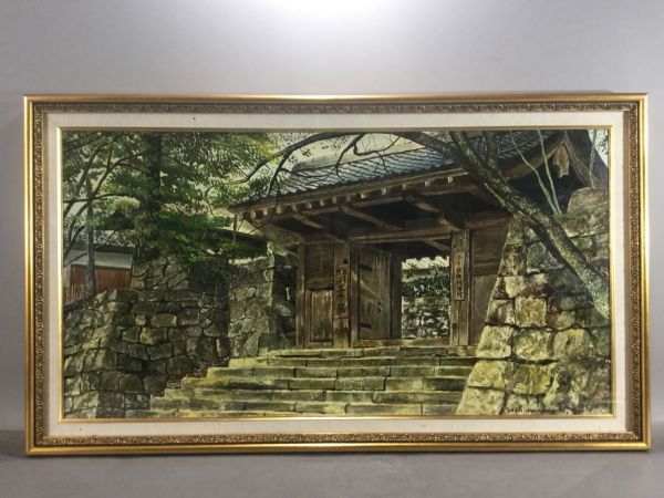ゆう様 油彩□平松義正□三千院□約W10号□大作□逸品□額付絵画d