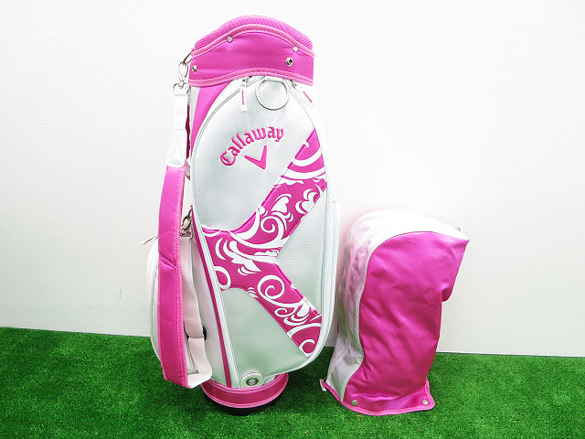 【美品】Callaway ピンク キャディバッグ CALLAWAY キャロウェイ カートキャディバッグ ピンク系 口数9