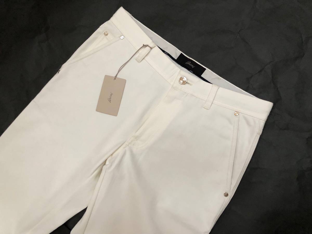 全国無料，新品 12万円 Sサイズ Brioni ブリオーニ イタリア定番 ホワイト系 グレーレザーパッチ ストレッチ コットンパンツ(男性用)｜売買されたオークション情報、yahooの商品情報をアーカイブ公開 - オーク 男性用