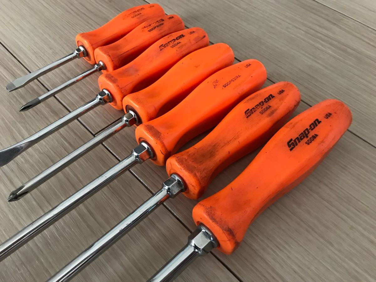 snap-on ドライバーセット　旧グリップ　オレンジ Snap-on スナップオン ドライバーセット 旧グリップ 7本セット オレンジ