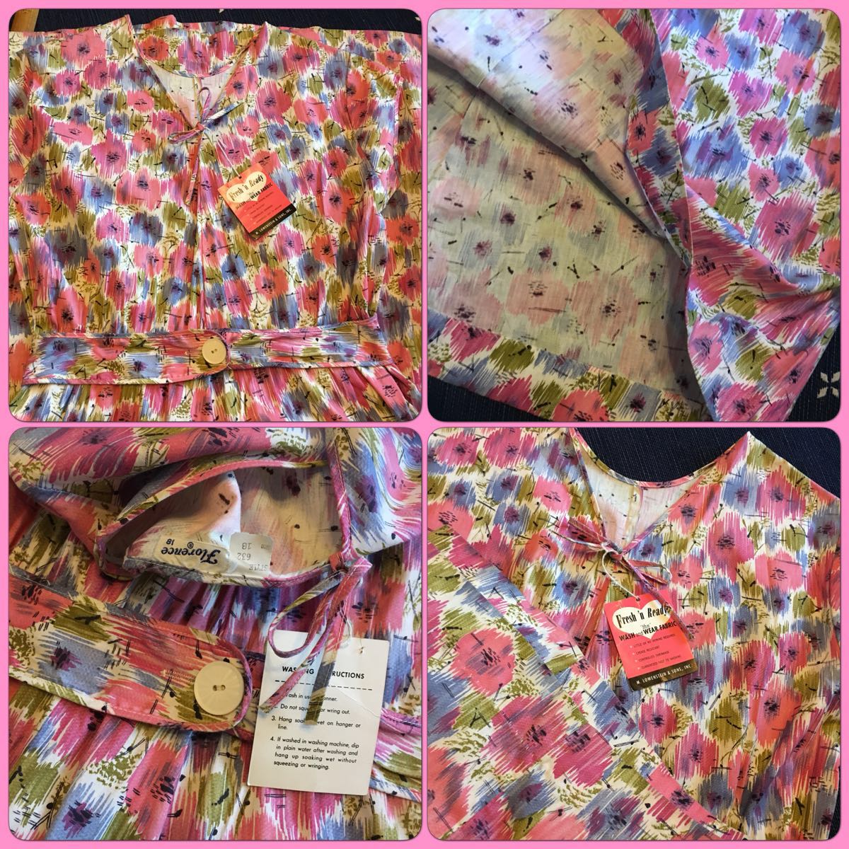 50's SemiteeN 黒×ピンクチェック ヴィンテージ ワンピース 古着