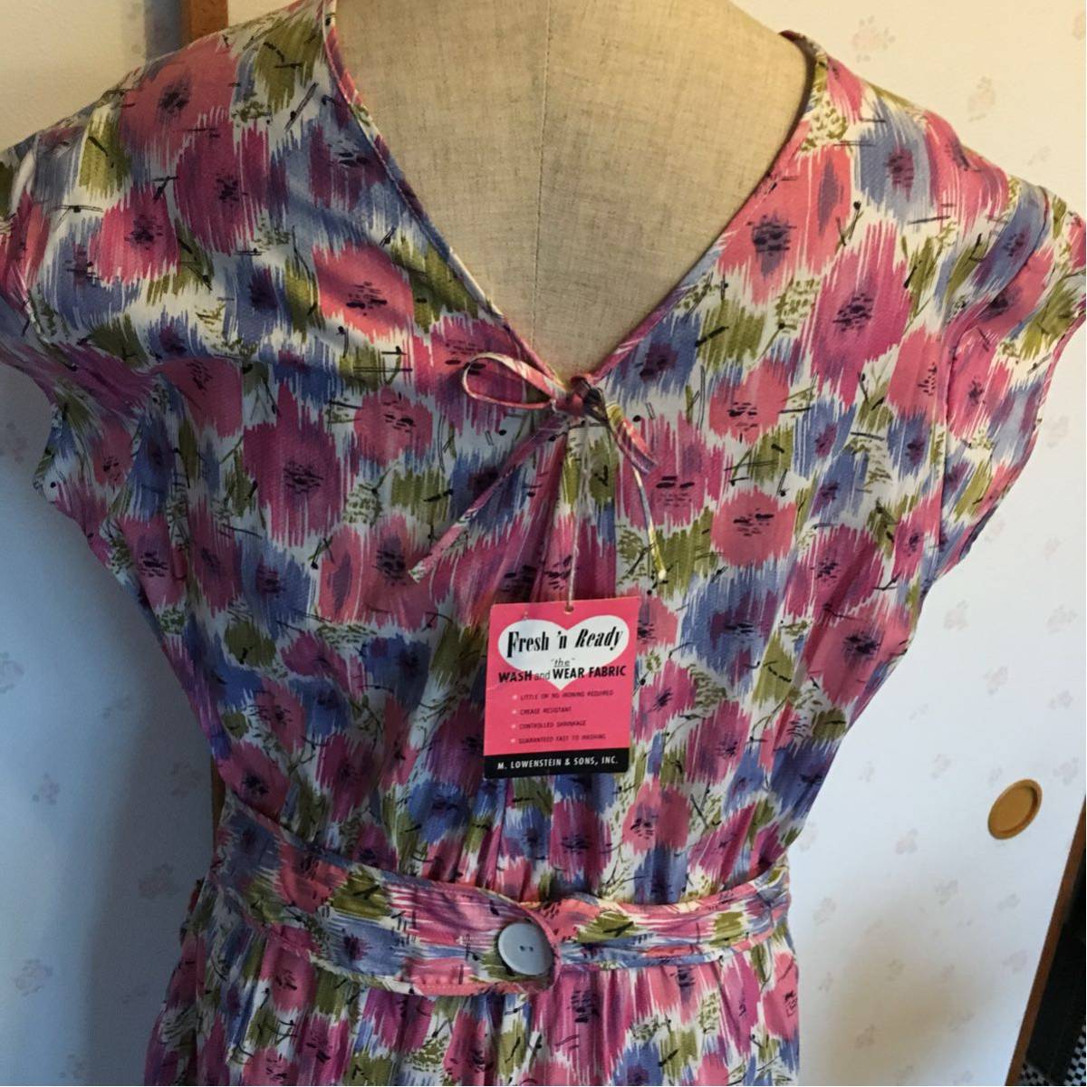 50's SemiteeN 黒×ピンクチェック ヴィンテージ ワンピース 古着