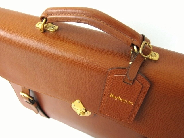 美品 BURBERRY バーバリー 本革 オール レザー 鍵付き ブリーフケース