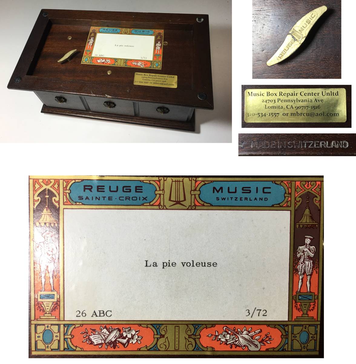 動画有 REUGE リュージュ 72弁 高級 オルゴール ロッシーニ 泥棒かささ