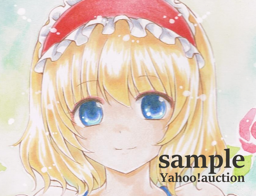 手描きイラスト 同人 東方Project アリス・マーガトロイド 水着 色紙