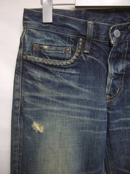 ヒステリックグラマーインディゴデニム28！R203.2 GLAMOUR HYSTERIC WOMEN LOOP柄デニムフレアパンツ|HYSTERIC デニムワイドパンツ|HYSTERIC デニム