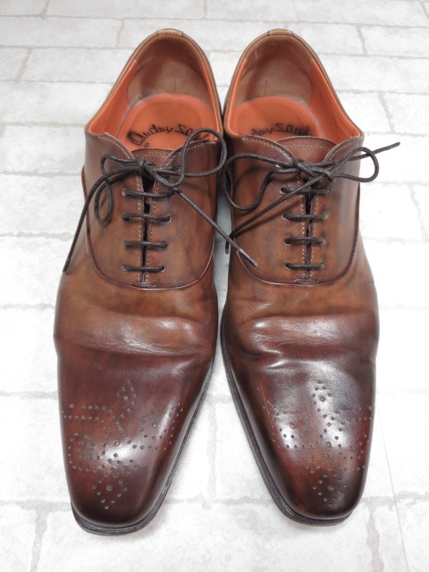 人気，HOT K サントーニ Santoni メダリオン レザーシューズ メンズ 内羽根 上質レザー size6.5 MZ3360(25.5cm)｜売買されたオークション情報、yahooの商品情報をアーカイブ公開 - オークファン 25.5cm