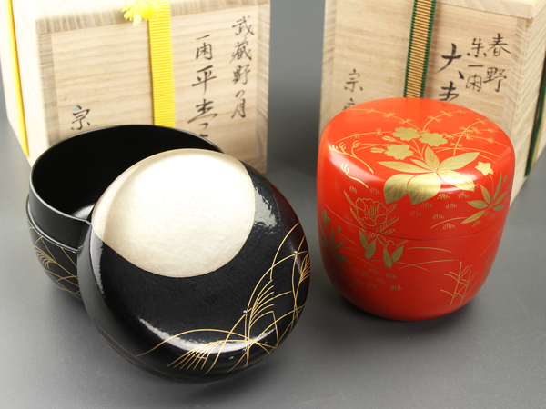 【琴》茶道具 蒔絵棗二点 共箱 ZIU680