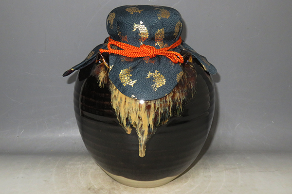 ◇ 茶道具 口切茶事 茶壷 【天目釉 飾茶壷 】洛東 桶谷定一 共箱 【真