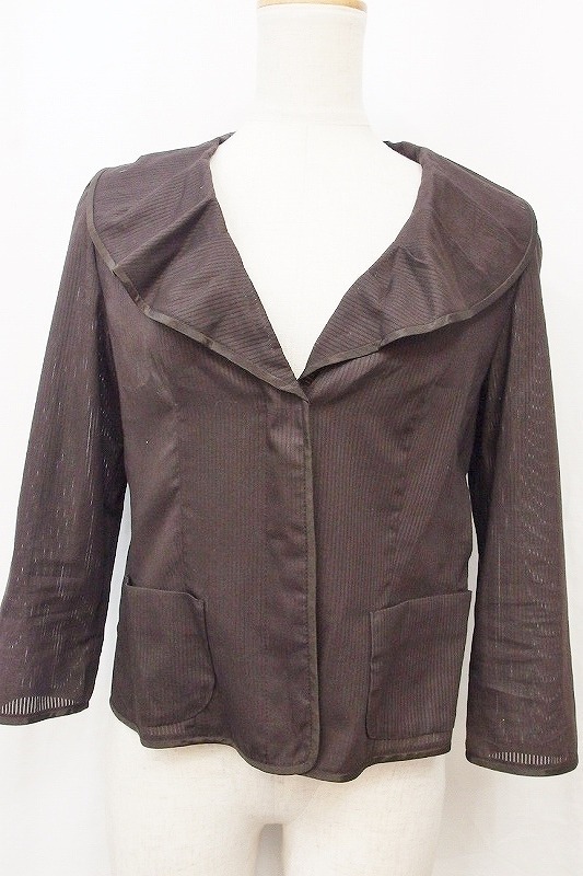 S*ランバンコレクション LANVIN COLLECTION コットン　薄手カーディガン　七分袖 38 nm3616142705