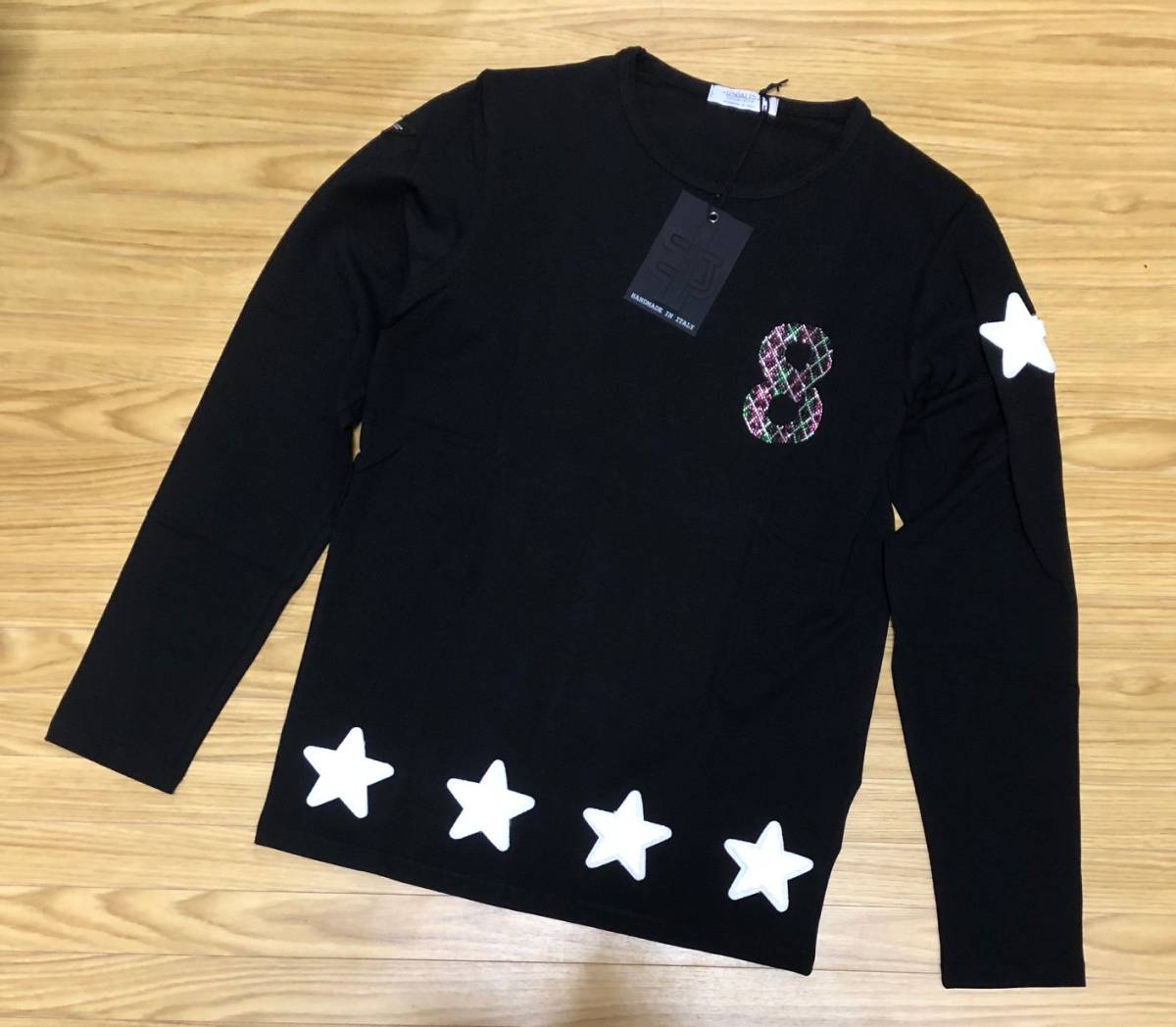 定価39，960円 新品☆ USUALIS 8 ラインストーン L/S ワッペン Tシャツ 