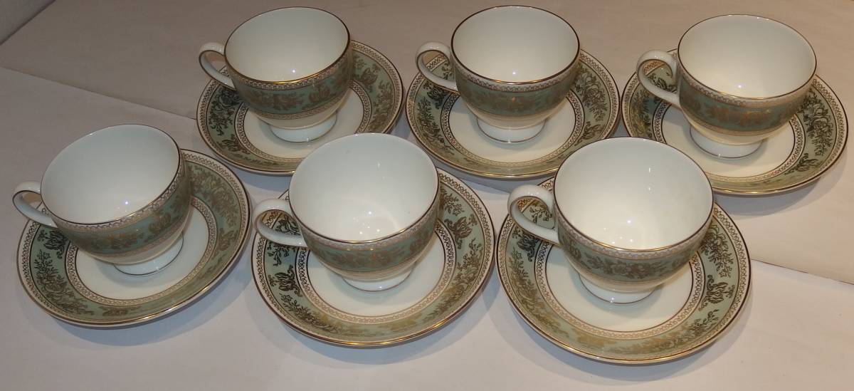 WEDGWOOD COLUMBIA SAGE GREEN ティーカップ & ソーサー 6客セット 