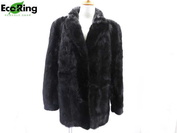 逆毛ミンク 1円 ミンク ハーフ 毛皮ファーコート 11 ブラック BR147