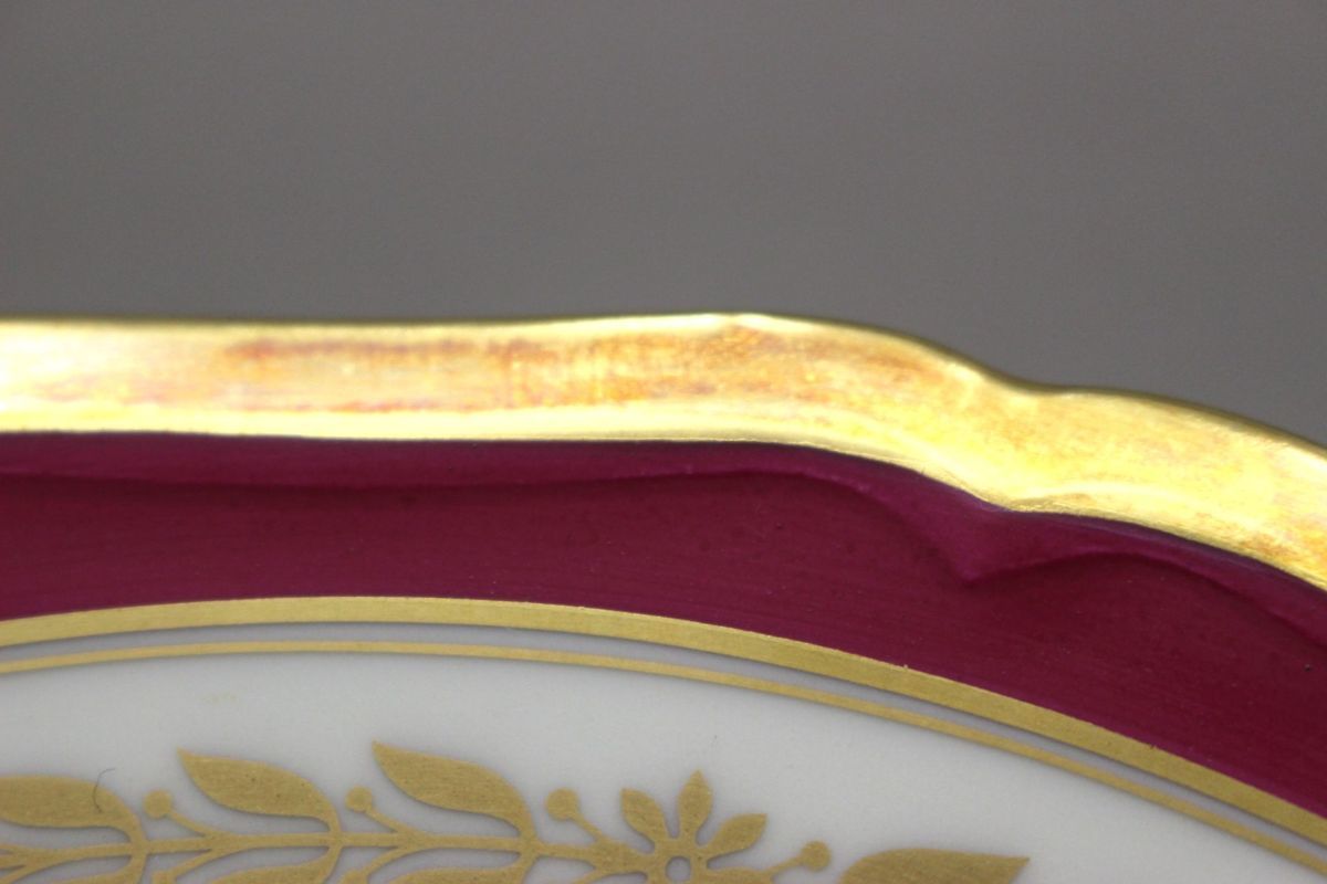 01603☆レイノーリモージュ RAYNAUD LIMOGES 赤 ピンク ルビー 金彩