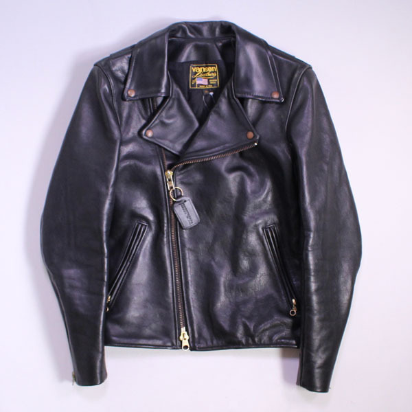 美品 Vanson レザー ダブルライダース ジャケット 34 ヴィンテージ 黒