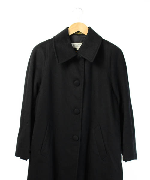ハナエモリ HANAE MORI コート ステンカラー カシミヤ ロング 黒 6 