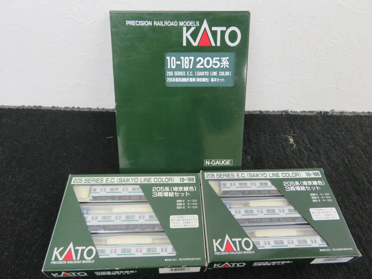 CB83-41)KATO 10-187 205系 埼京線色 基本セット 3両増結セット