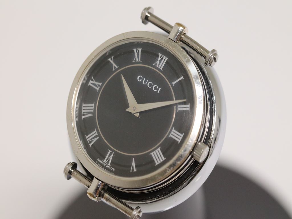可動品【GUCCI/グッチ】スイス製 ローマ数字 ブラックダイヤル