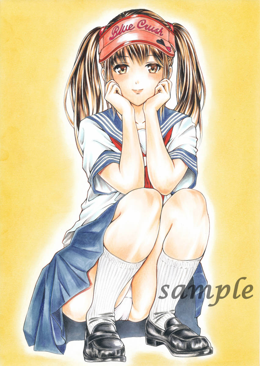 オリジナル手描きイラスト セーラー服とサンバイザーの娘 手描きイラスト 売買されたオークション情報 Yahooの商品情報をアーカイブ公開 オークファン Aucfan Com