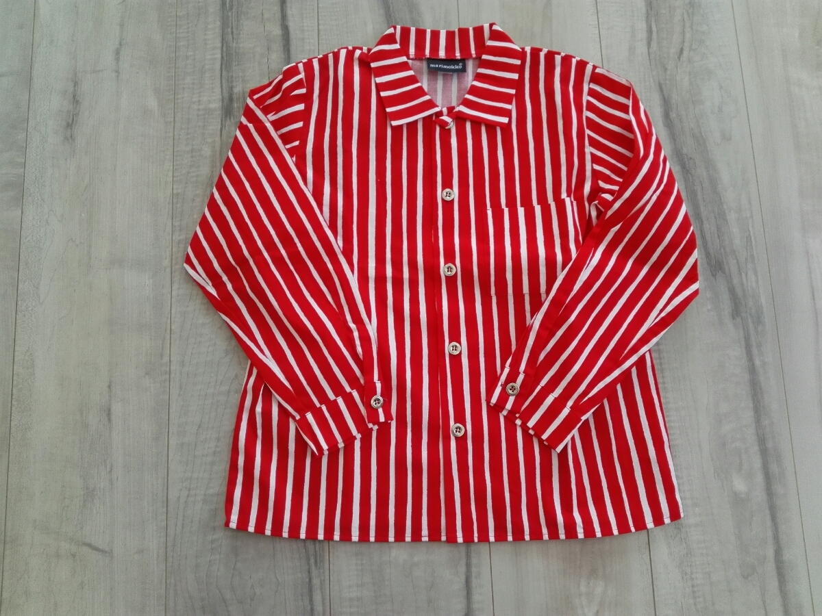 シャツ marimekko Pojanpaita 104−110 新品マリメッコ スウェット マリメッコ キッズ 120 シャツ PIKKU POJANPAITA ストライプ ピッコロ タグなし未使用② ルック正規品