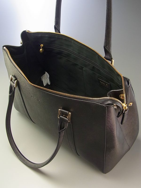 T5684【美品】アニエスベー ボヤージュ*人気定番★A4収納◎スプリットレザー*レディース*トートバッグ/ビジネスバッグ/肩掛け◎鞄*ブラック