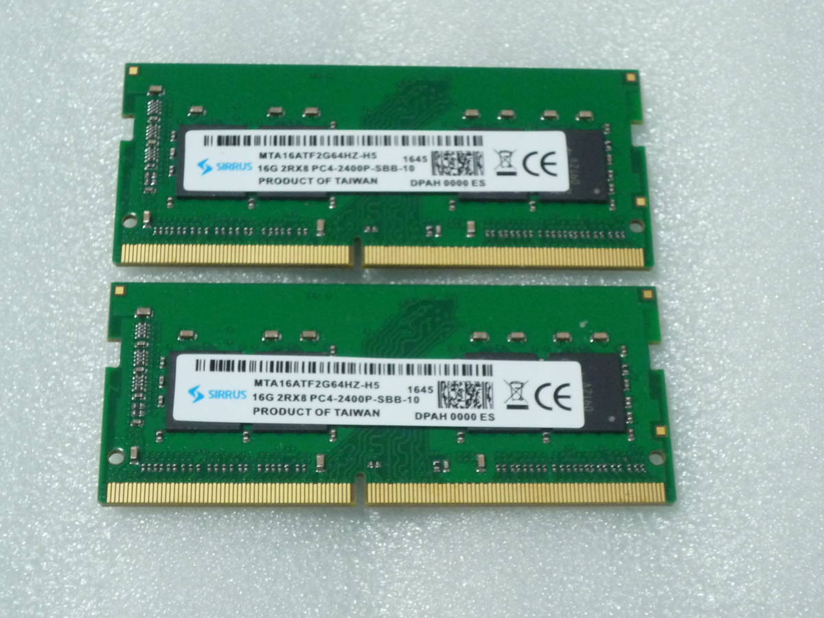 即決！　【 合計　32GB 】　(16GB x 2枚)　2枚組　セット　DDR4 2400P PC4-19200　ノート用　メモリー　　【動作品】_1