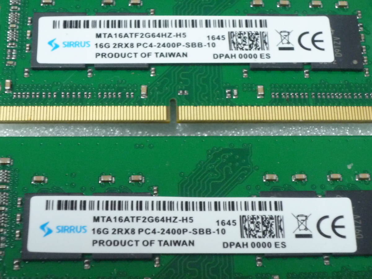 即決！　【 合計　32GB 】　(16GB x 2枚)　2枚組　セット　DDR4 2400P PC4-19200　ノート用　メモリー　　【動作品】_2