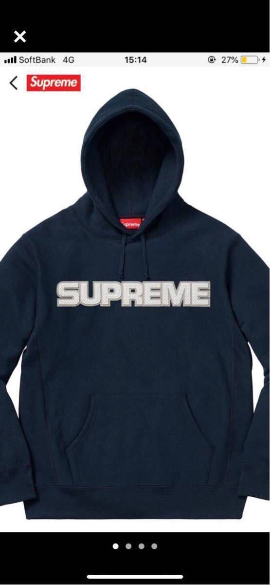 18aw Supreme Perforated Leather Hooded Sweatshirt NAVY (XL) シュプリーム パーカー XL レザー ネイビー Hoodie