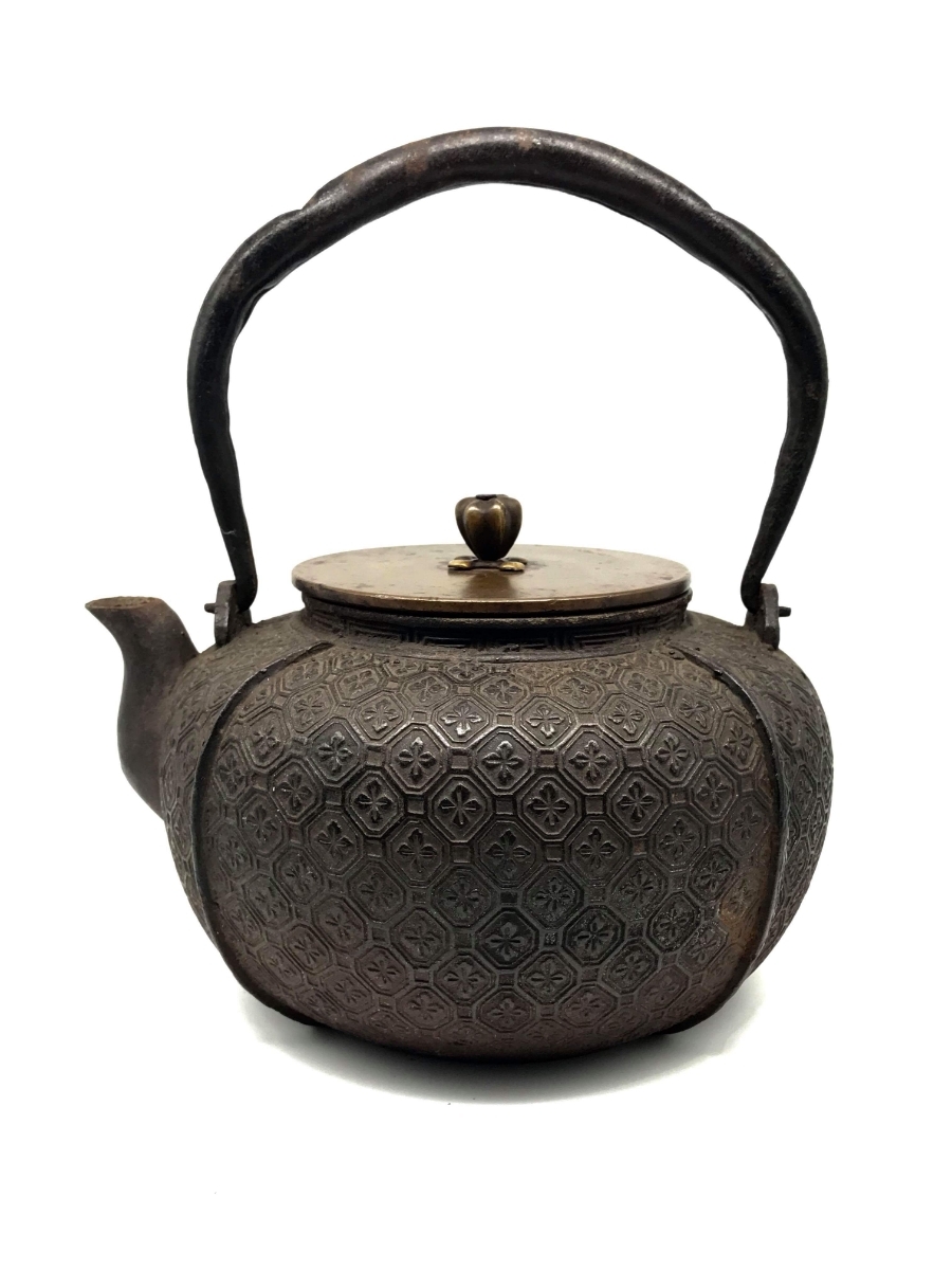 治】玉川堂造 鎚起銅製 紫金色鎚目紋船形茶托五客揃☆共箱 茶道具
