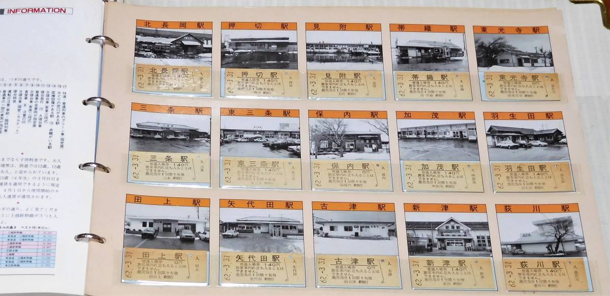 新鉄局の停車場　入場券コレクション 1円～ 新鉄局の停車場 硬券コレクション 新潟鉄道管理局 昭和62