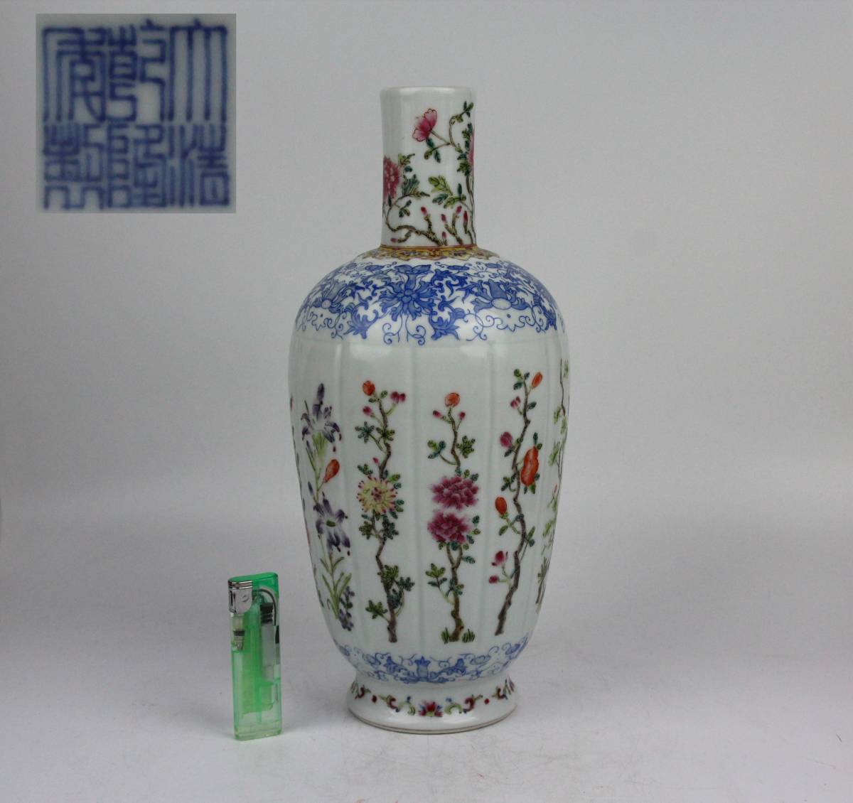 中国 清朝 大清乾隆年製 金彩 双龍文 大花瓶 骨董品 コレクション
