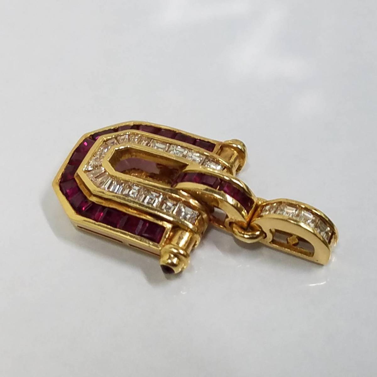 【2269】超最高級 天然ルビー ダイヤ K18 デザイン ペンダント トップ コランダム 総重量9.1ｇ 鑑別書付