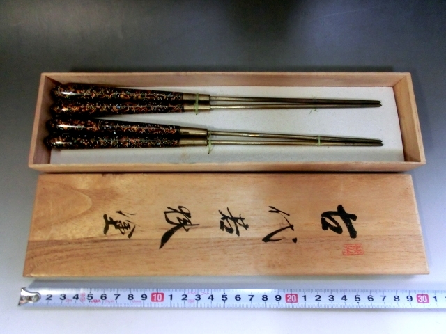 若狭塗　螺鈿細工　火鉢　時代物　古代若狭塗　火箸付　アンティーク　希少 火箸□古代若狭塗 火器 漆器 共箱 古民具 古美術 時代物 骨董品