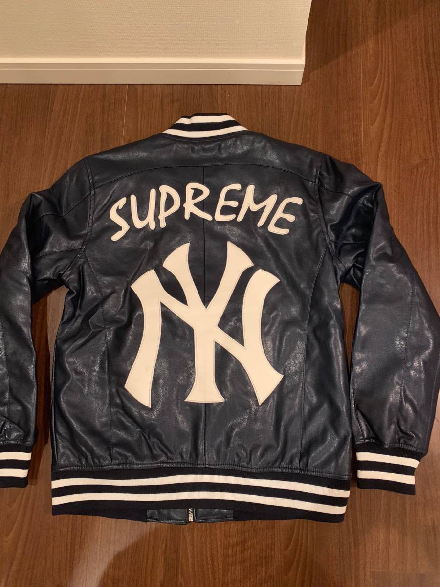 SUPREME × New York Yankees Varsity Jacket Mサイズ　Navy 未使用品　15SS
