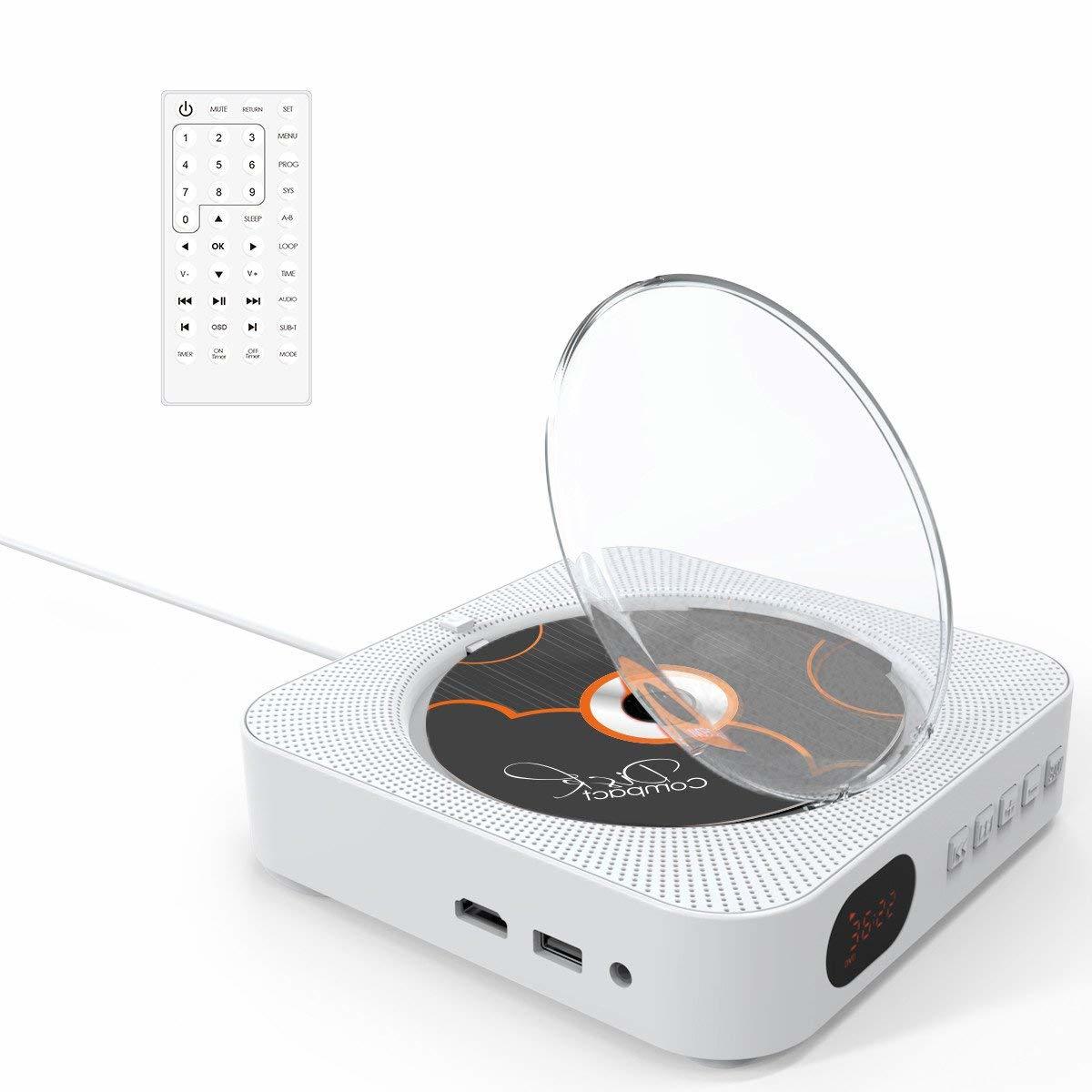 新品　VIFLYKOO DVD/CDプレーヤー 置き＆壁掛け式 dvdプレーヤー 1台多役 Bluetooth USB対応 ステレオ音楽システム 日本語説明書付き