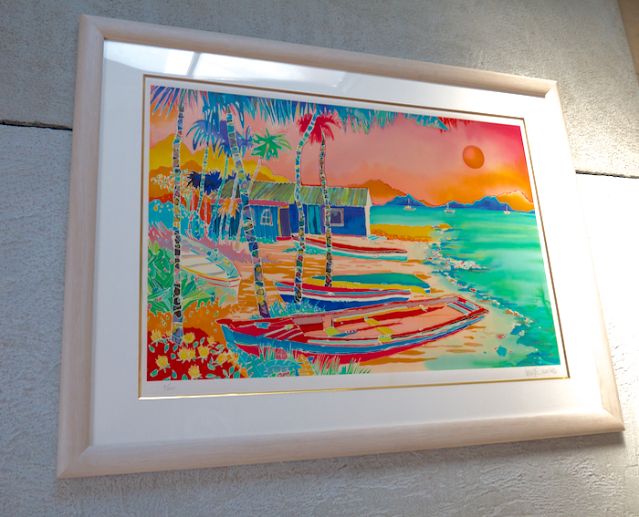 ジェニファー・マークスがシルクスクリーンの版画で制作した海の絵画