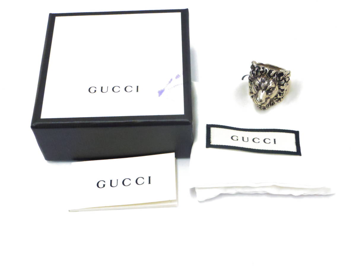 GUCCI】グッチ リング ライオンヘッド付き メタル 19号 箱付き 【公式 