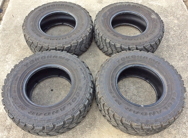ジムニー向けタイヤ　ヨコハマ ジオランダ―M/T+ サイズ:31×10.50R15 LT 109Q 6PR 製造'16年43週 中古タイヤ4本セット 走行可能品