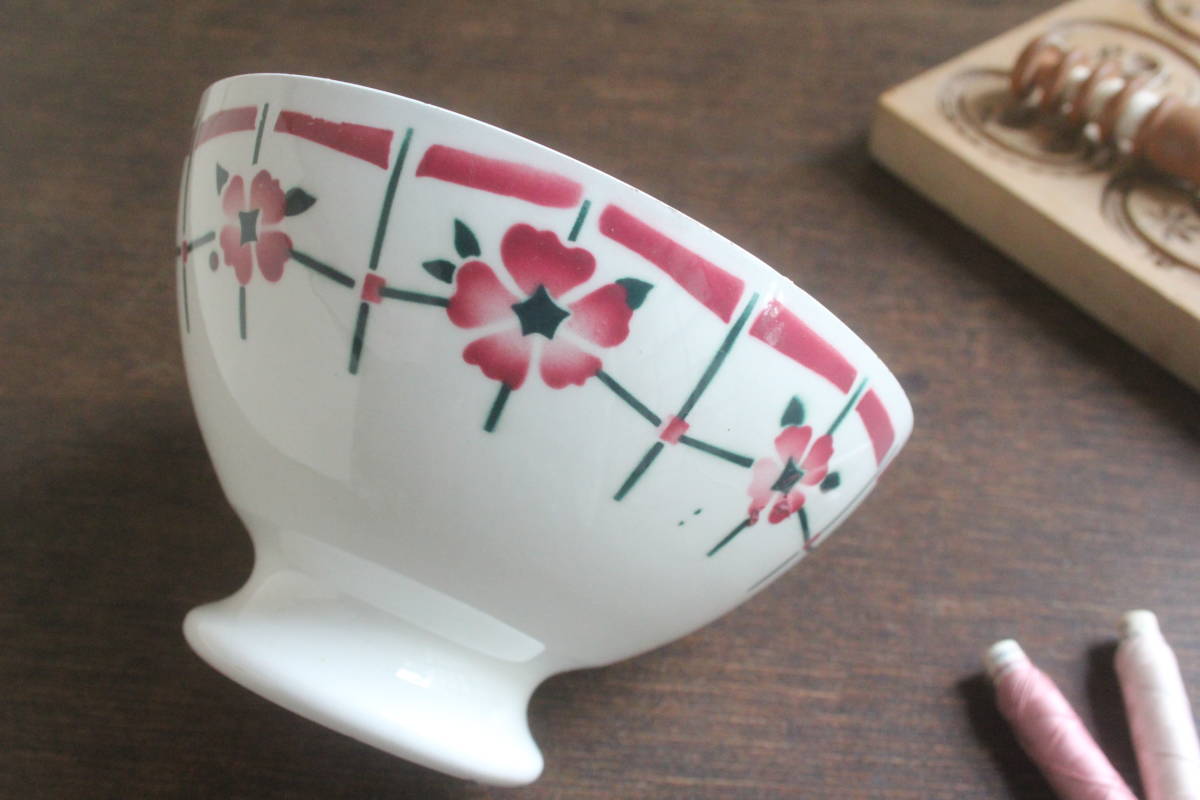 アンティーク*ピンクの花のカフェオレボウル*雅姫さんとお揃い ピンク