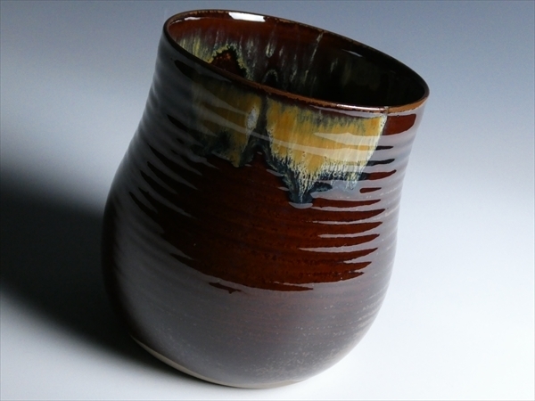 HN59 鬼丸雪山 作 高取 塗蓋 水指 共箱 茶道具 P655 水指 『高取