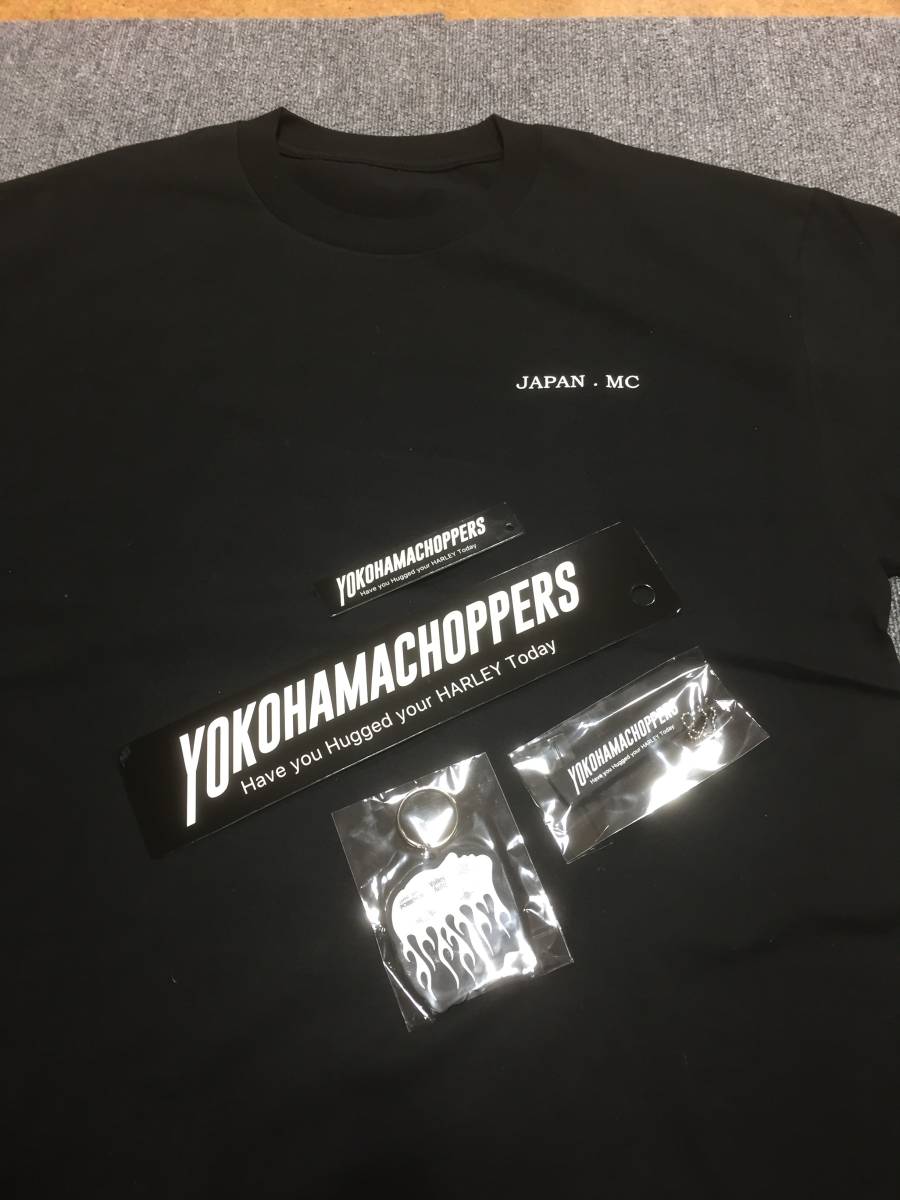 hrcs2018 限定 yokohama choppers tシャツ ステッカー キーホルダー セット challenger porkchop チャレンジャー 長瀬着 サイズL 黒