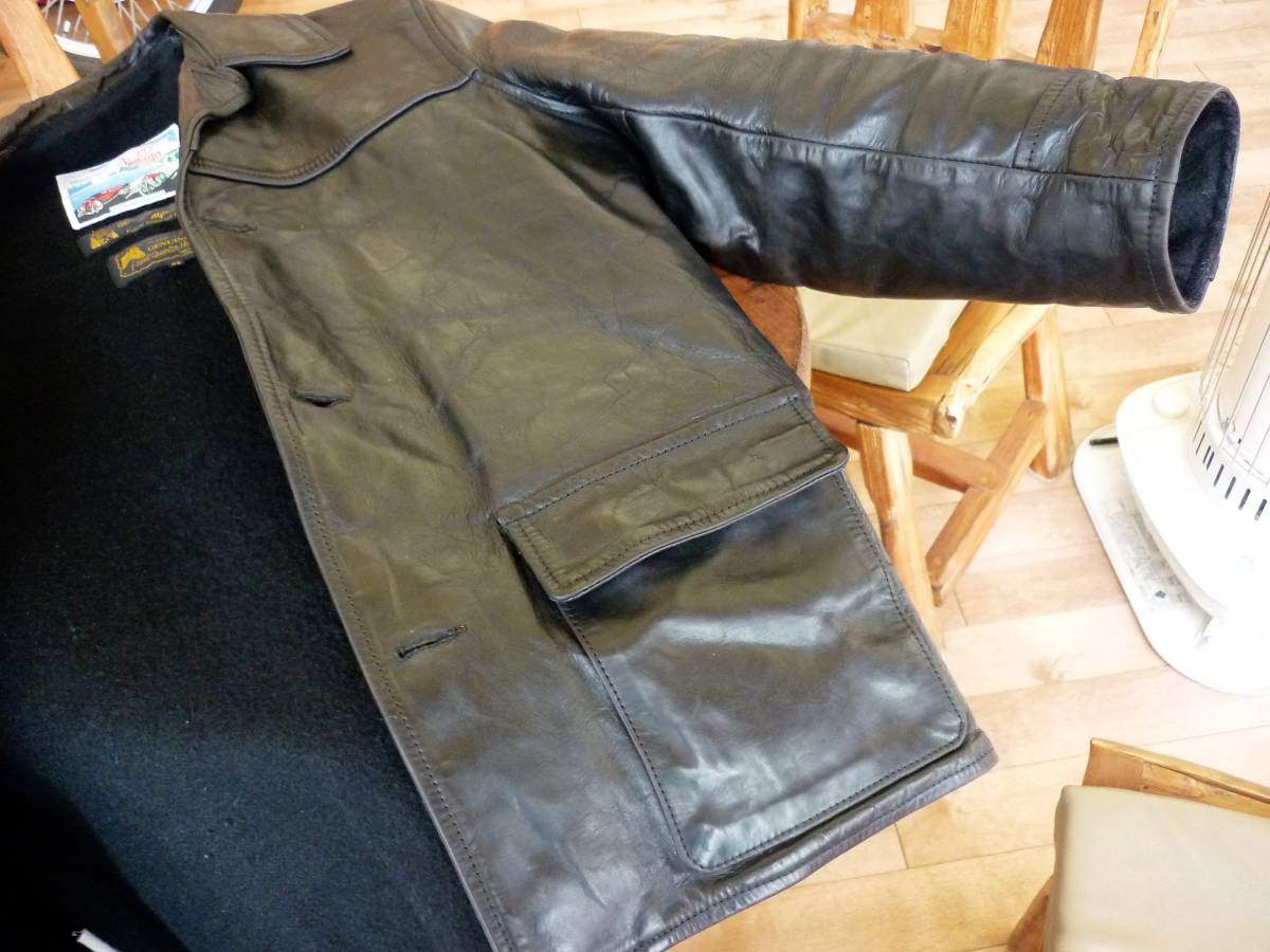 エアロレザー AERO Leather ストックマン 黒 コート 38 舶来堂