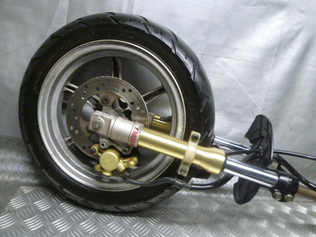 スズキZZ 12インチホイール　金サス付き　セット エ126 SUZUKI スズキ ZZ 12インチ CA1PB ハンドル.三又ステム.ゴールド