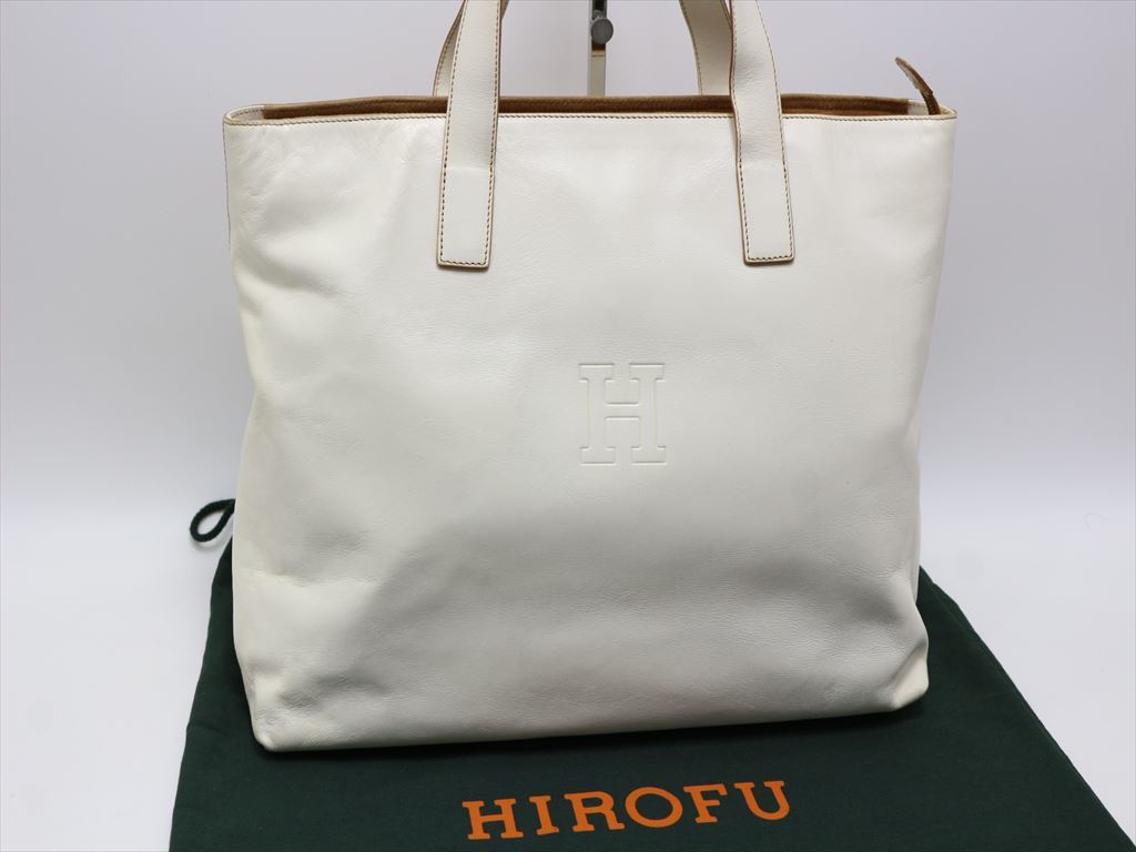 正規良品【ヒロフ】ハンドバッグ トートバッグ 本革/レザー ホワイト 