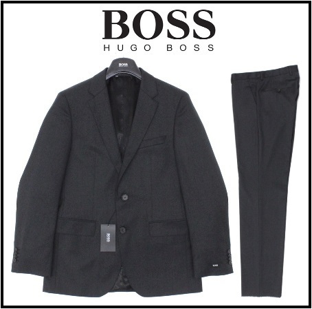 21万新品◆46=S◆BOSS ヒューゴボス 濃灰REDA Super100´s ウールスーツ