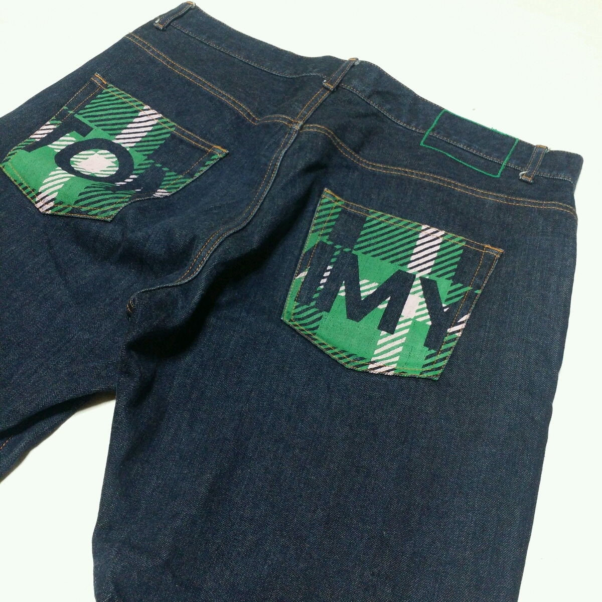 新品，定番 大きいサイズ トミーヒルフィガー トミージーンズ チェック柄バックポケット 濃紺デニムパンツ XL ウエスト約96㎝(ボトムス)｜売買されたオークション情報、yahooの商品情報をアーカイブ公 男性用